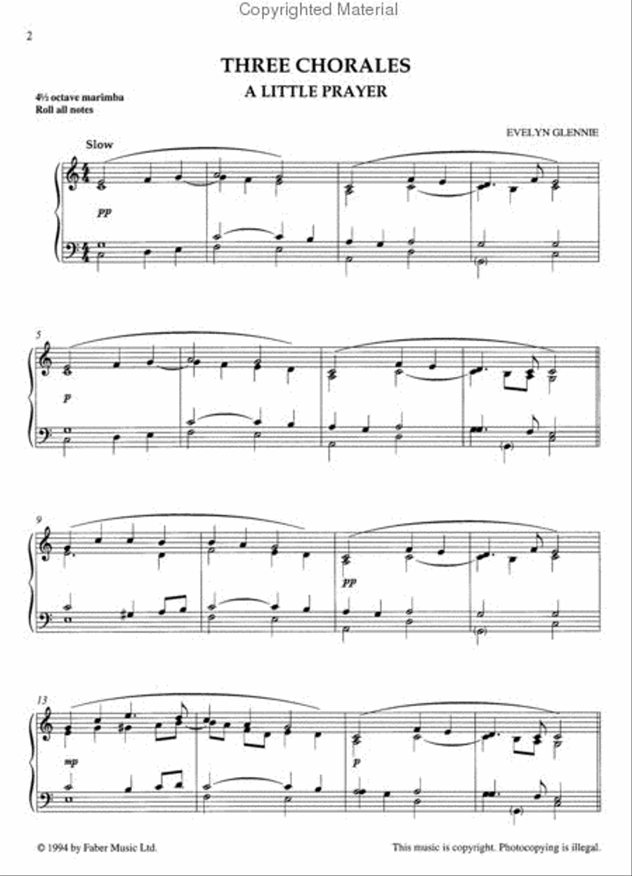 Three Chorales for Marimba Marimba scores gallery preview page 2