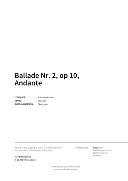 Ballade Nr. 2, op 10, Andante image number null