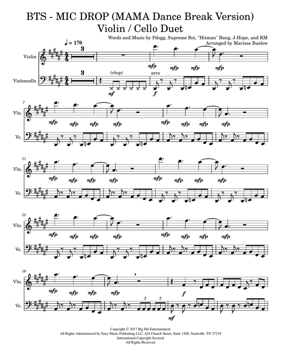 Mic Drop String Duet scores gallery preview page 1