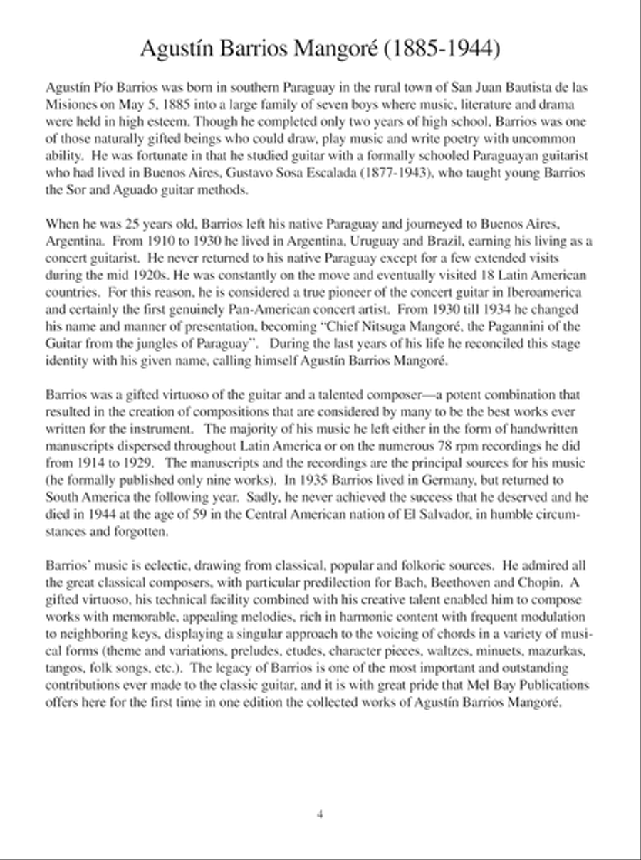 The Complete Works of Agustin Barrios Mangore for Guitar Vol. 1 Acoustic Guitar scores gallery preview page 10