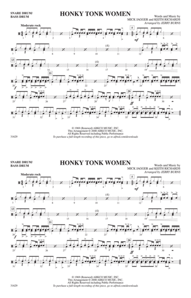 Honky Tonk Women: Snare Drum/Bass Drum