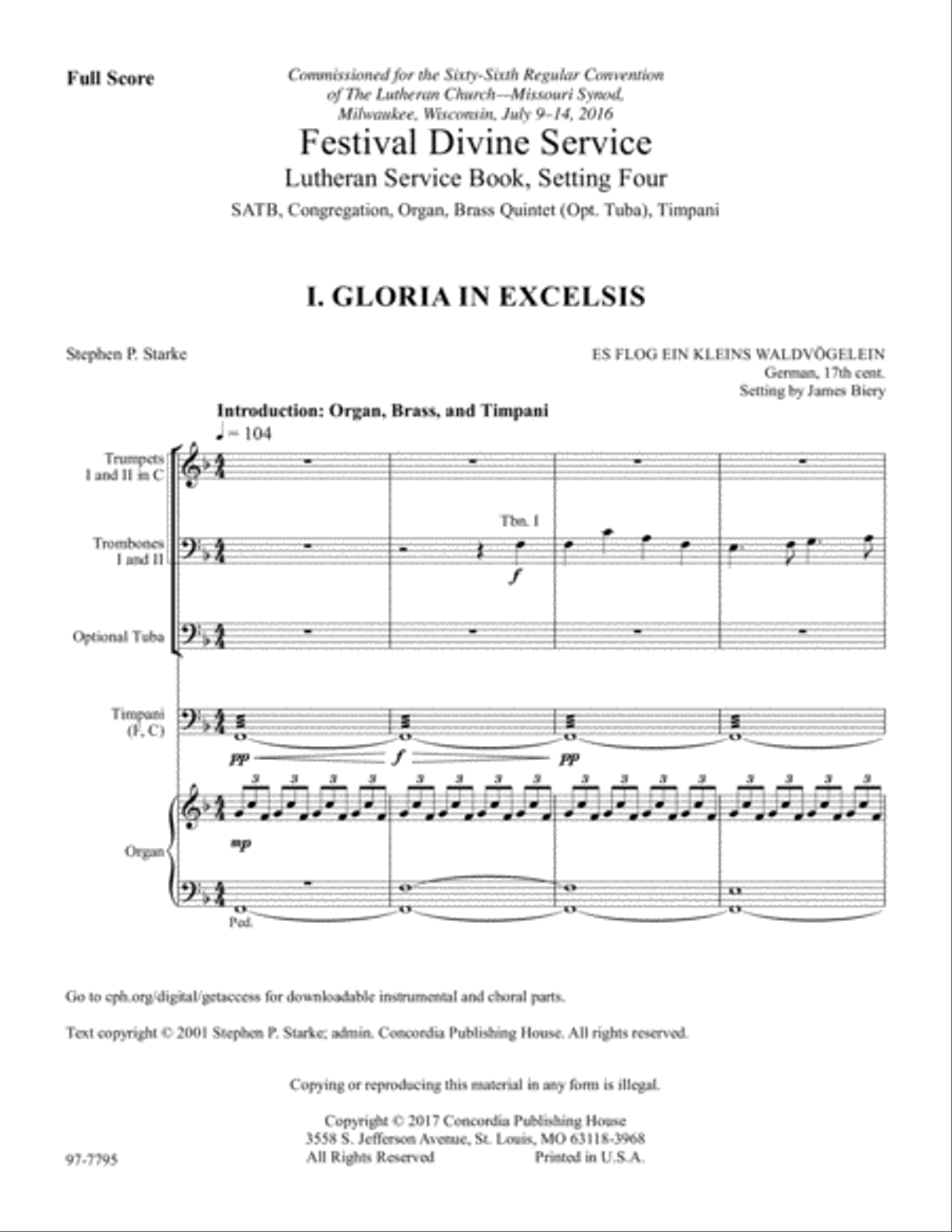 Festival Divine Service: Lutheran Service Book, Setting Four 4-Part scores gallery preview page 2
