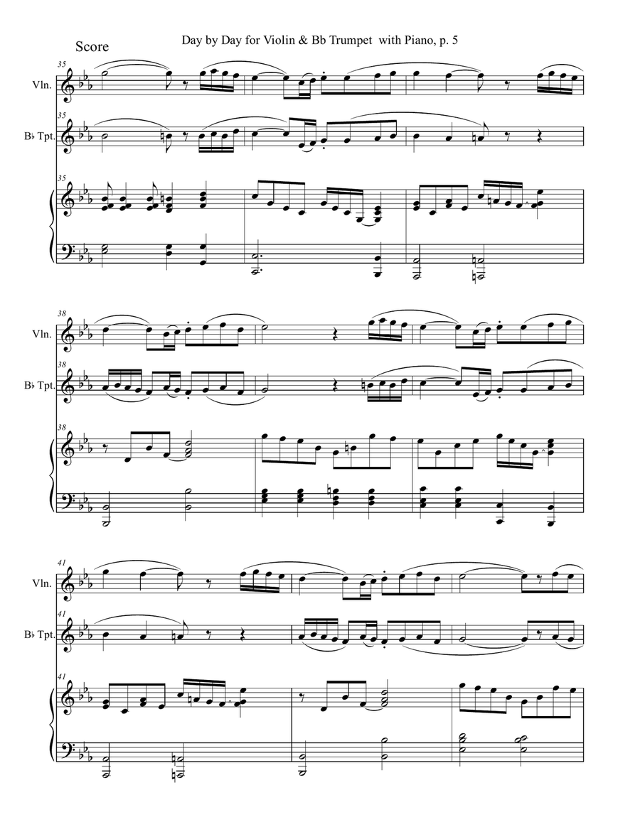 DAY BY DAY (Violin & Bb Trumpet with Piano - Score & Part included) B-Flat Trumpet scores gallery preview page 6