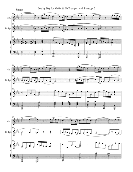 DAY BY DAY (Violin & Bb Trumpet with Piano - Score & Part included) image number null