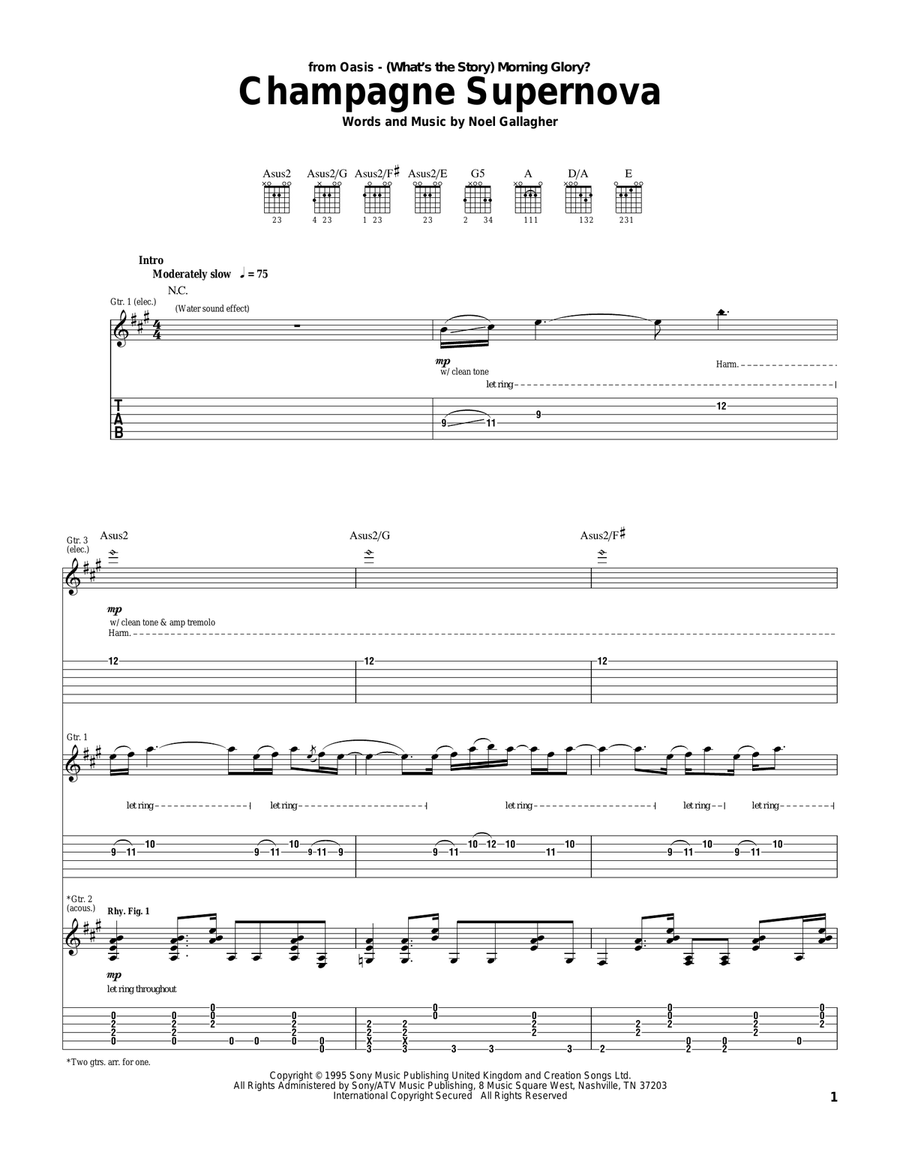 Champagne Supernova Acoustic Guitar scores gallery preview page 1