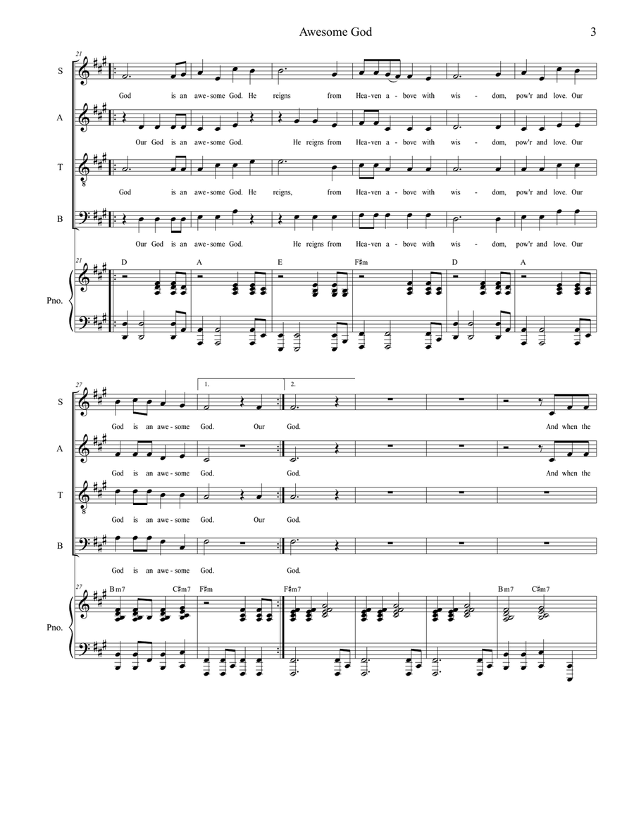 Awesome God 4-Part scores gallery preview page 3