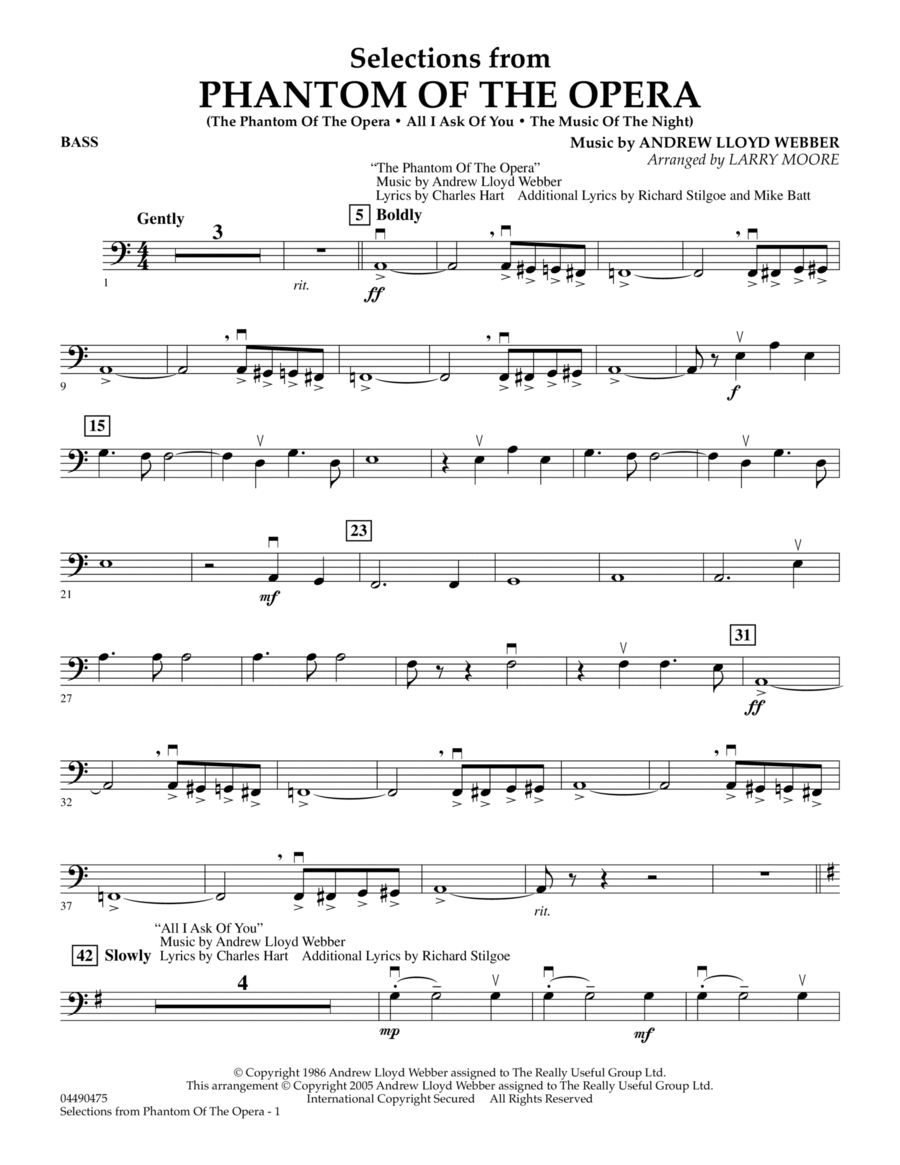 Selections from Phantom Of The Opera - String Bass Double Bass scores gallery preview page 1