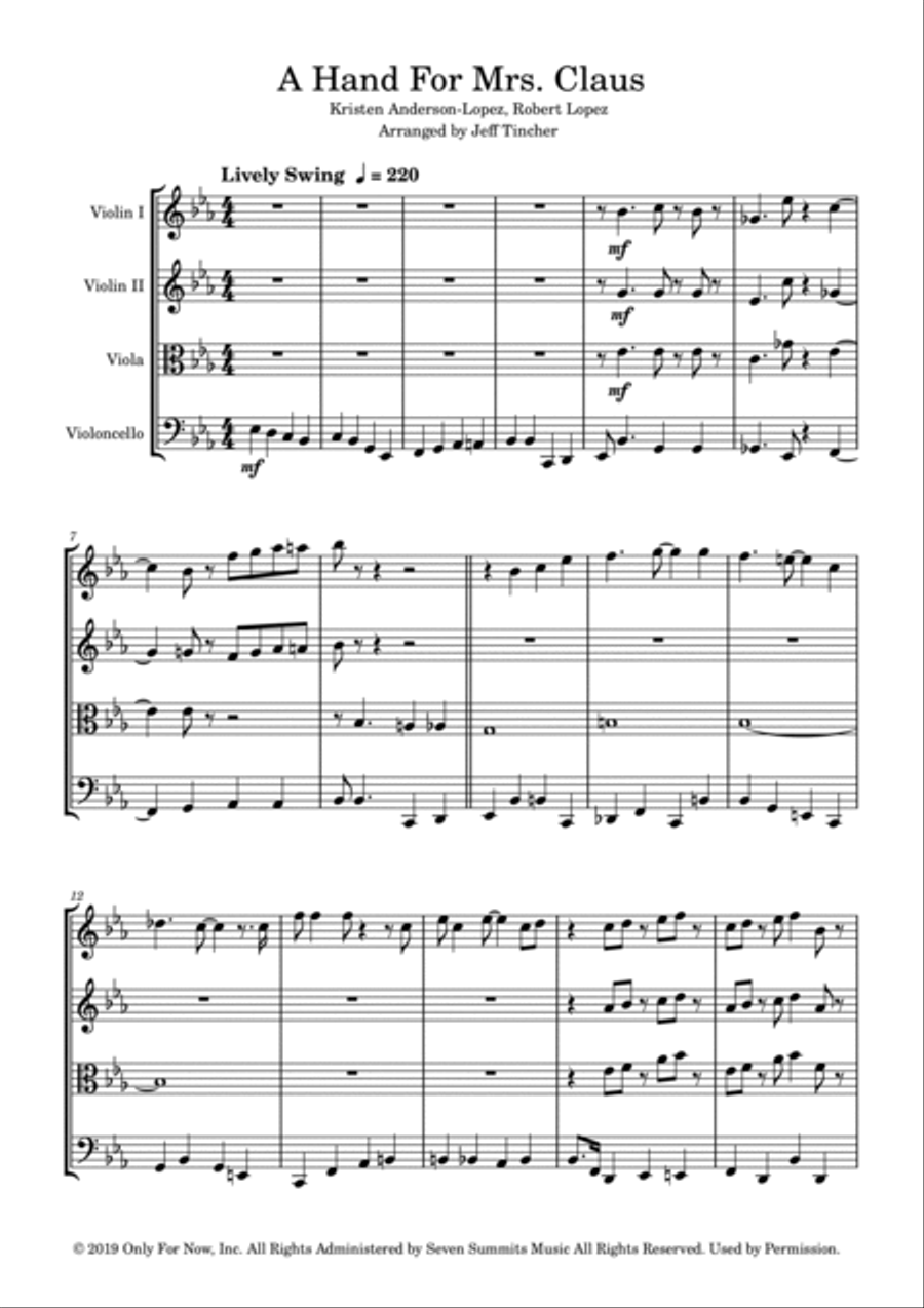 A Hand For Mrs. Claus A Hand For Mrs. Claus String Quartet scores gallery preview page 2