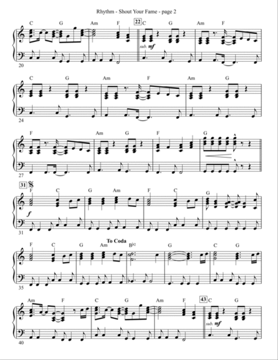 Shout Your Fame - Rhythm Shout Your Fame - Rhythm Choir scores gallery preview page 2