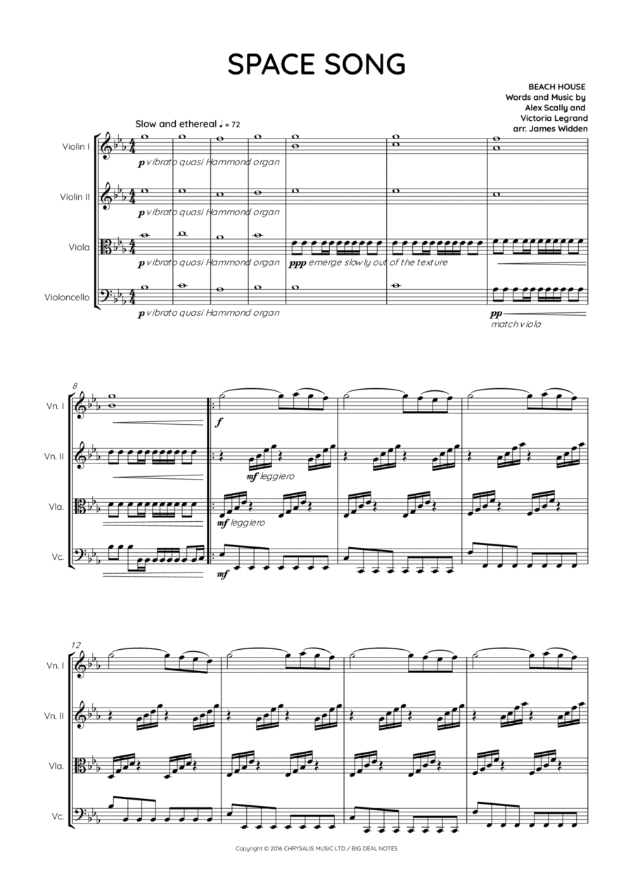 Space Song String Quartet scores gallery preview page 1