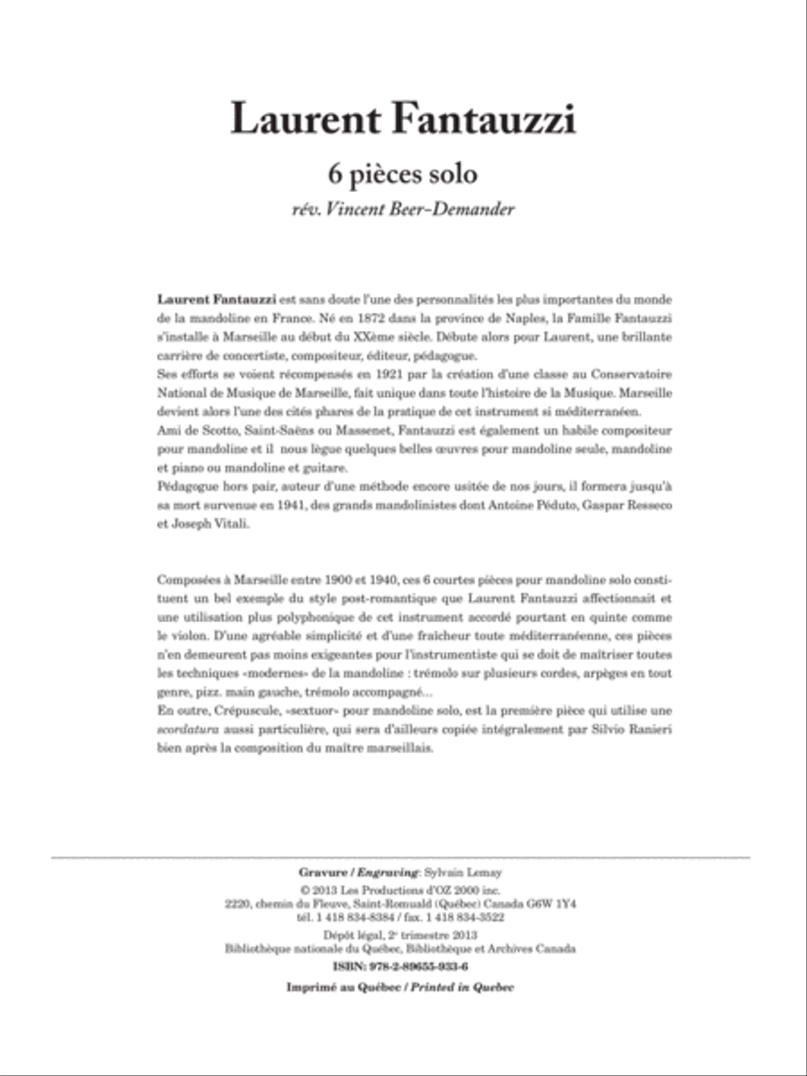 6 pièces solo 6 pièces solo Mandolin scores gallery preview page 1