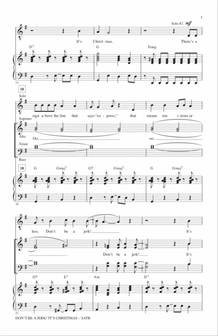 Don't Be A Jerk It's Christmas 4-Part scores gallery preview page 2