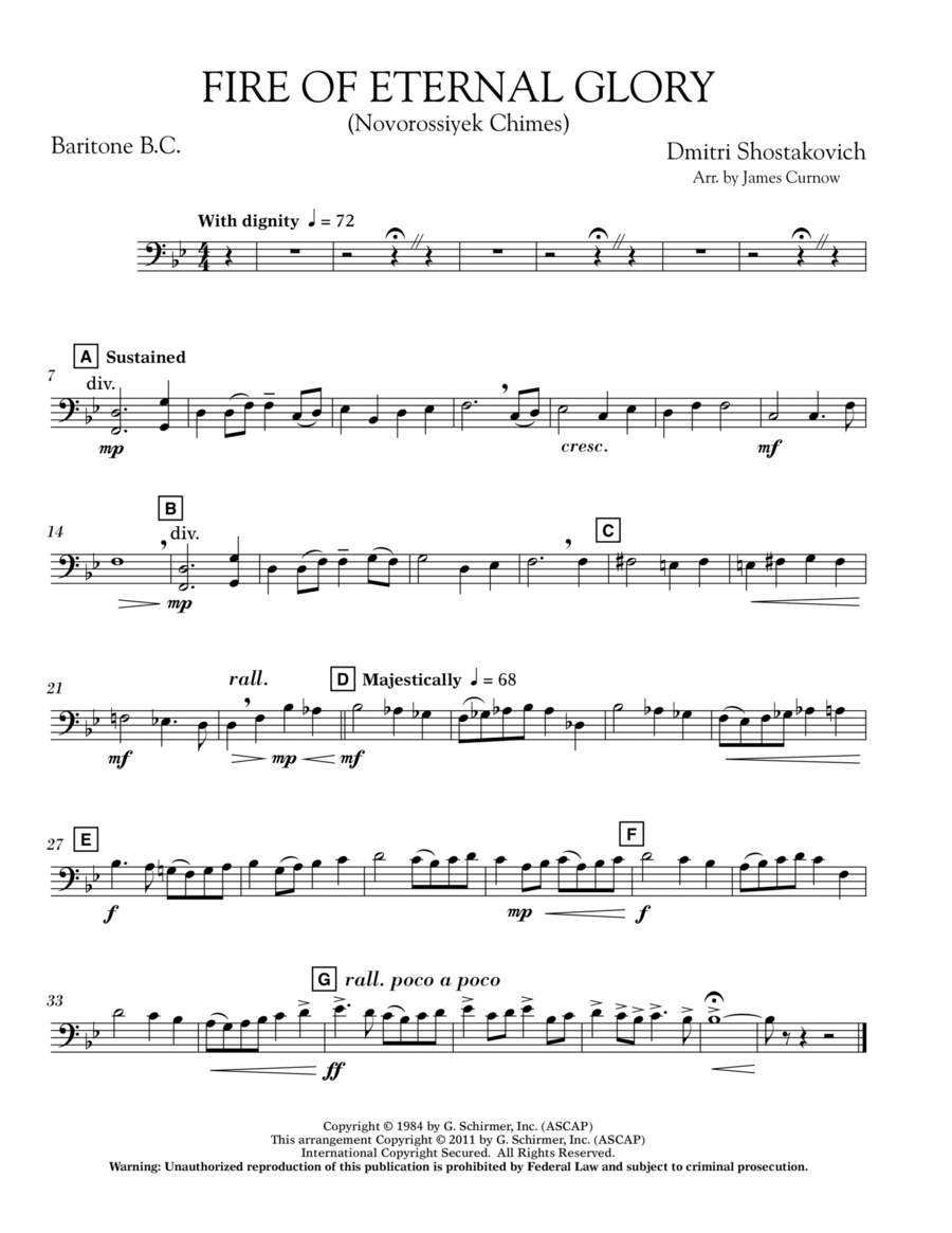 Fire of Eternal Glory (Novorossiyek Chimes) - Baritone B.C. Baritone Horn BC scores gallery preview page 1