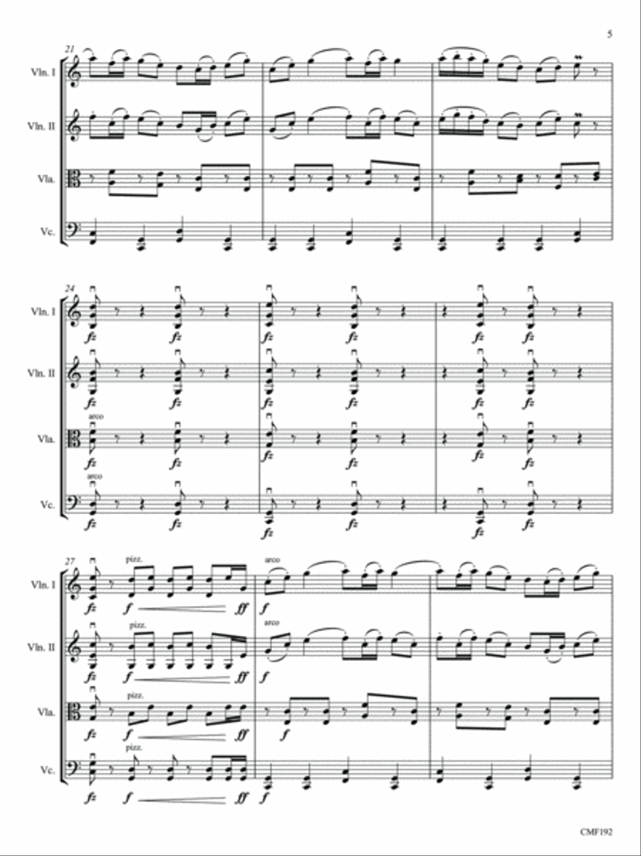 Rustic Wedding Dance String Quartet scores gallery preview page 5