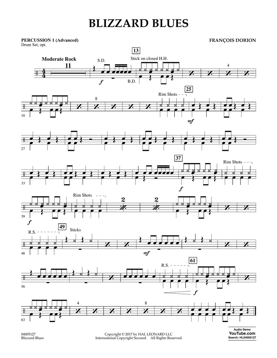 Blizzard Blues - Percussion 1 (Advanced) Concert Band scores gallery preview page 1