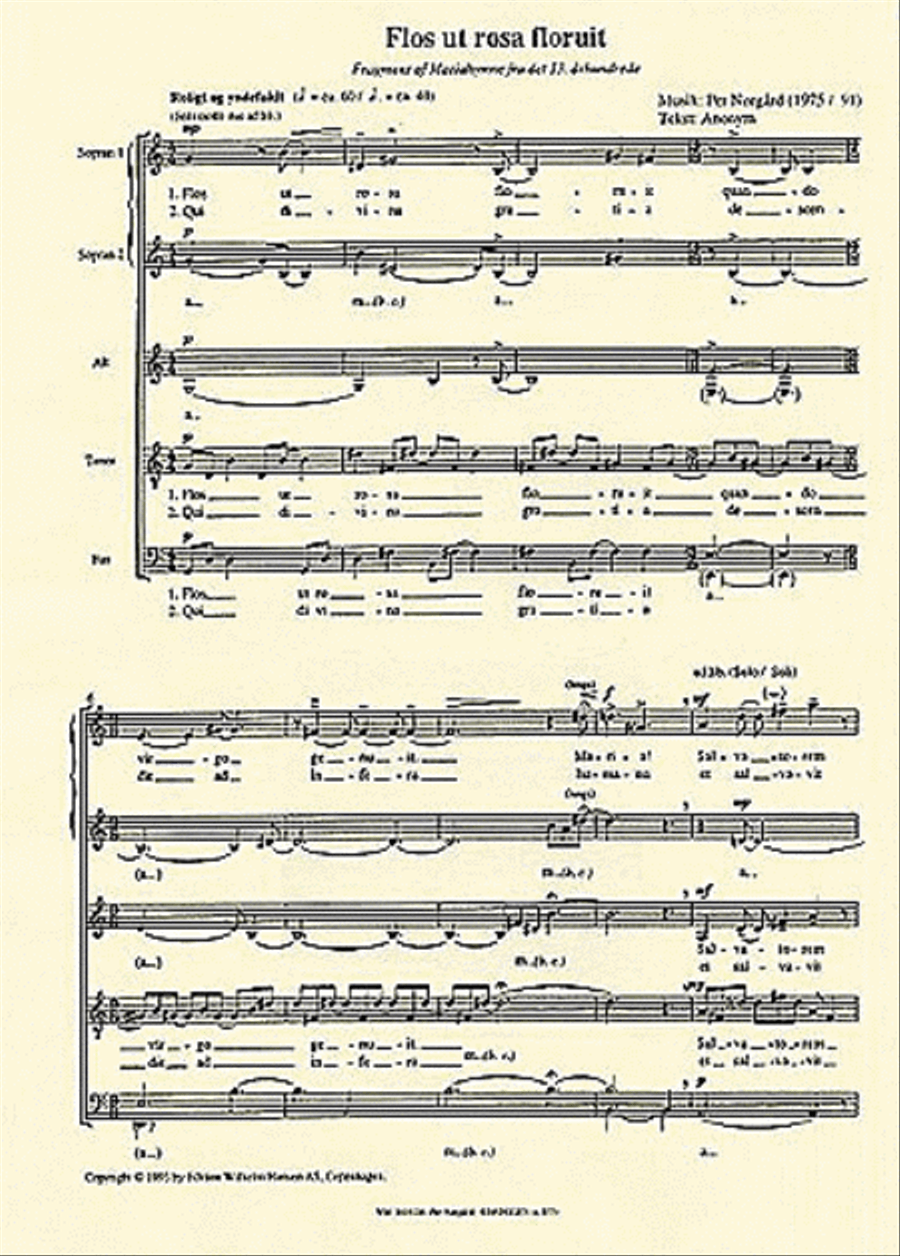 Per Norgard: Flos Ut Rosa Floruit 4-Part scores gallery preview page 1
