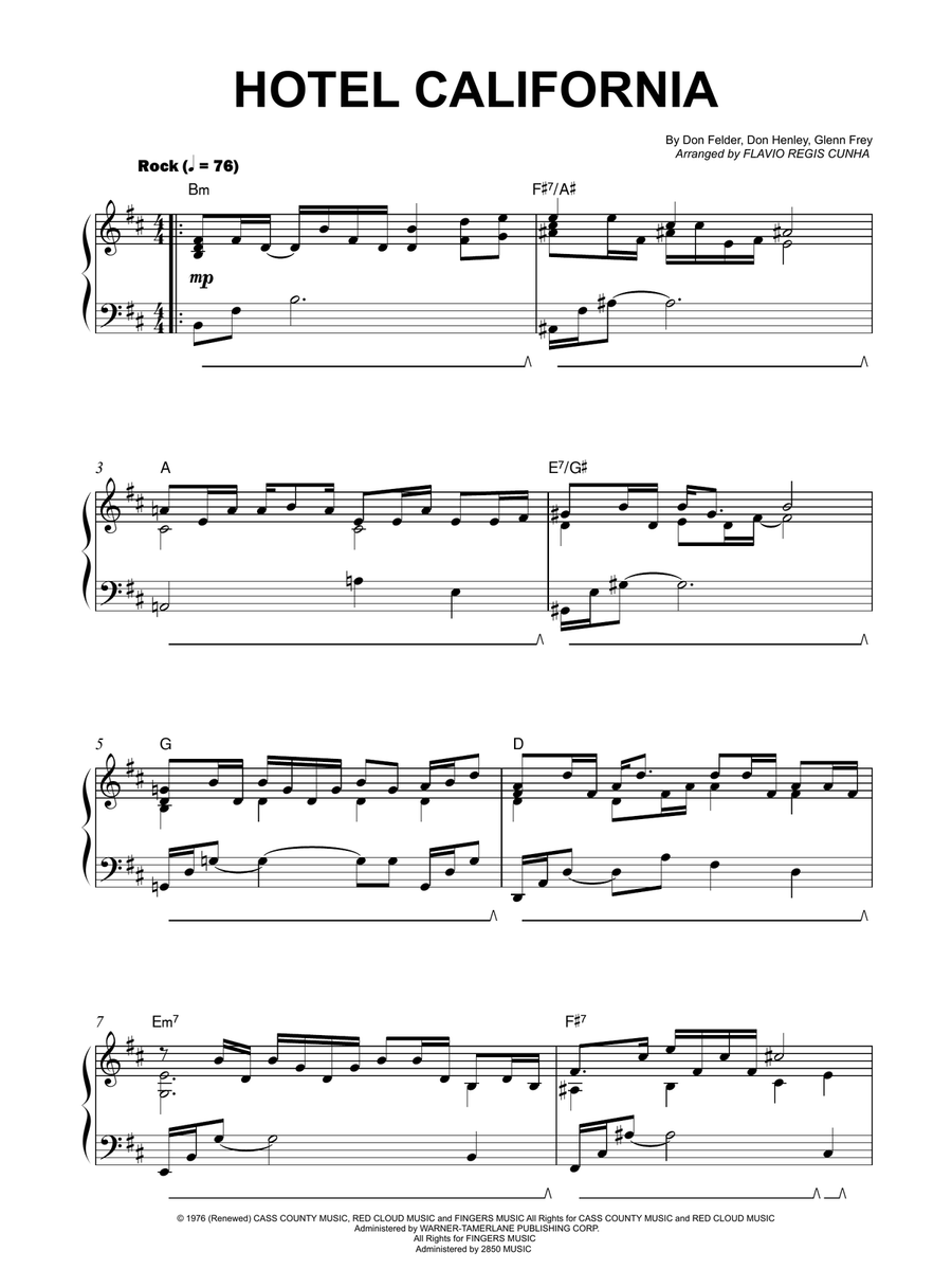Hotel California Piano Solo scores gallery preview page 3