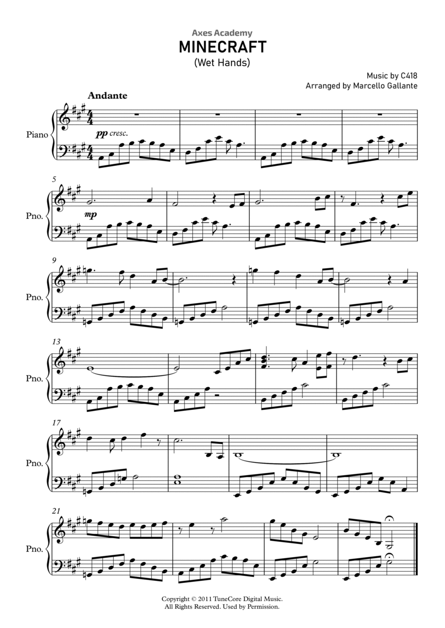 Wet Hands Wet Hands Piano Solo scores gallery preview page 1