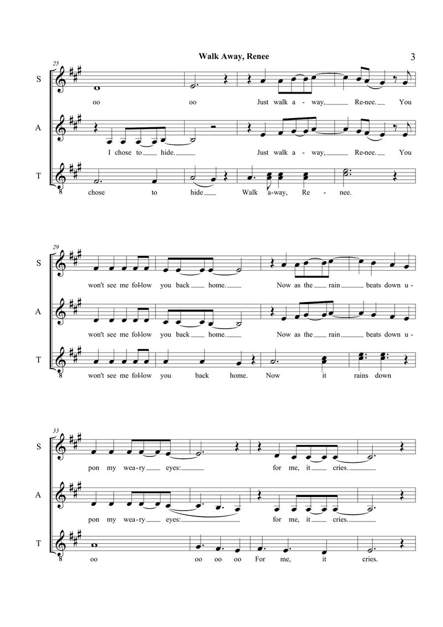 Walk Away Renee SSA scores gallery preview page 3