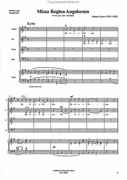 Missa Regina Angelorum für 4stg. gemischten Chor und Orgel
