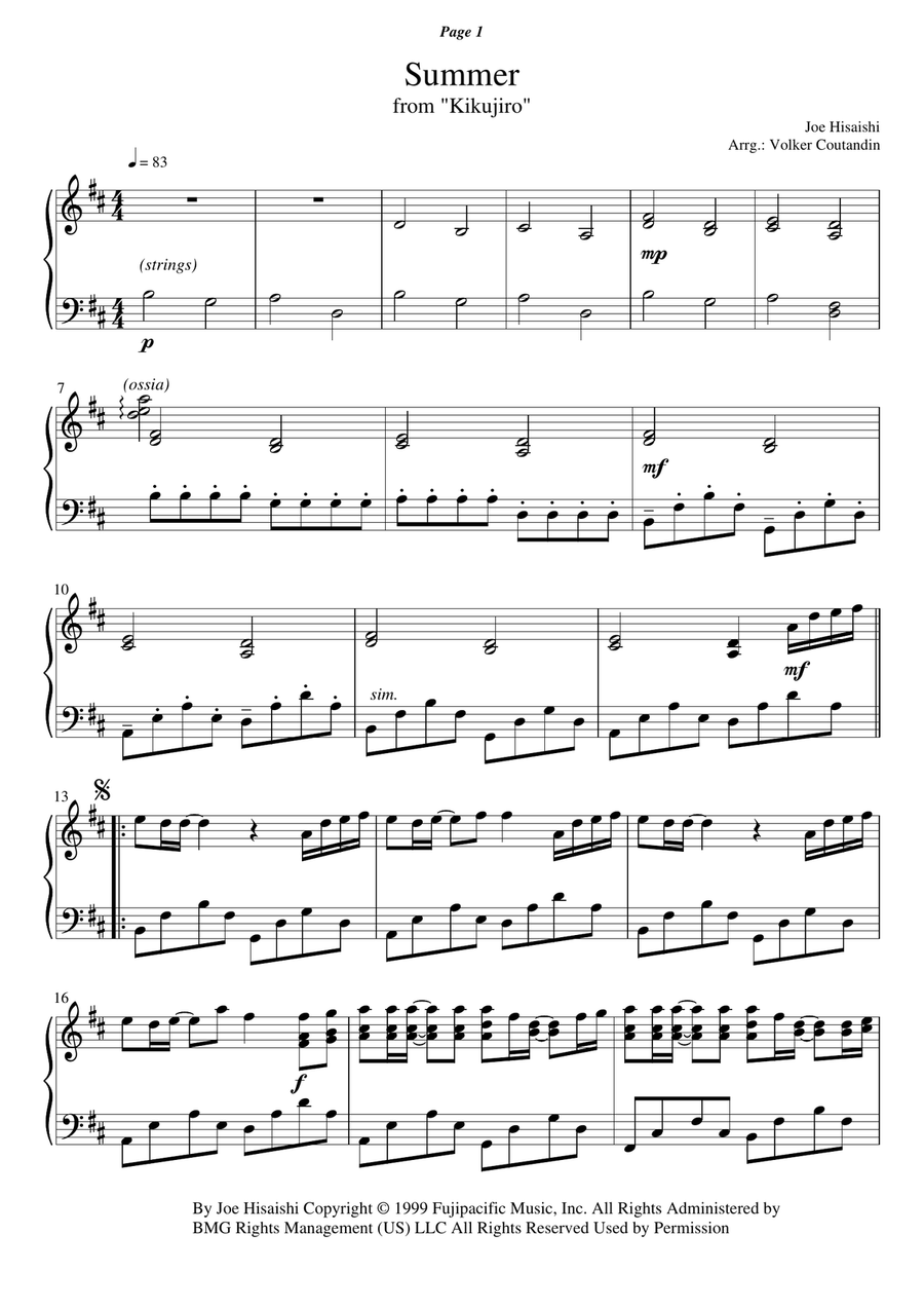 Summer Piano Solo scores gallery preview page 1