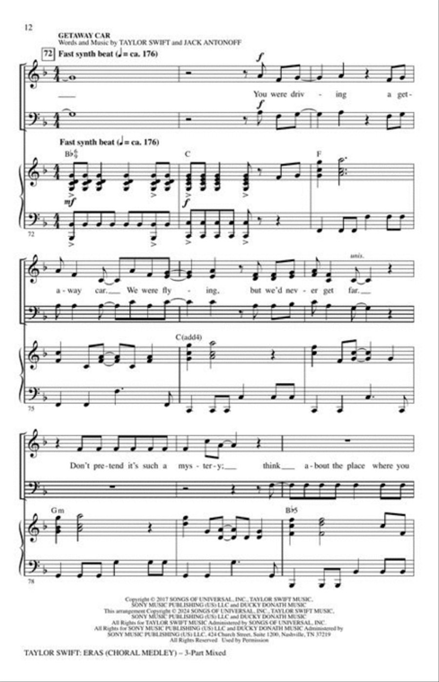 Taylor Swift: Eras (Choral Medley) 3-Part scores gallery preview page 6