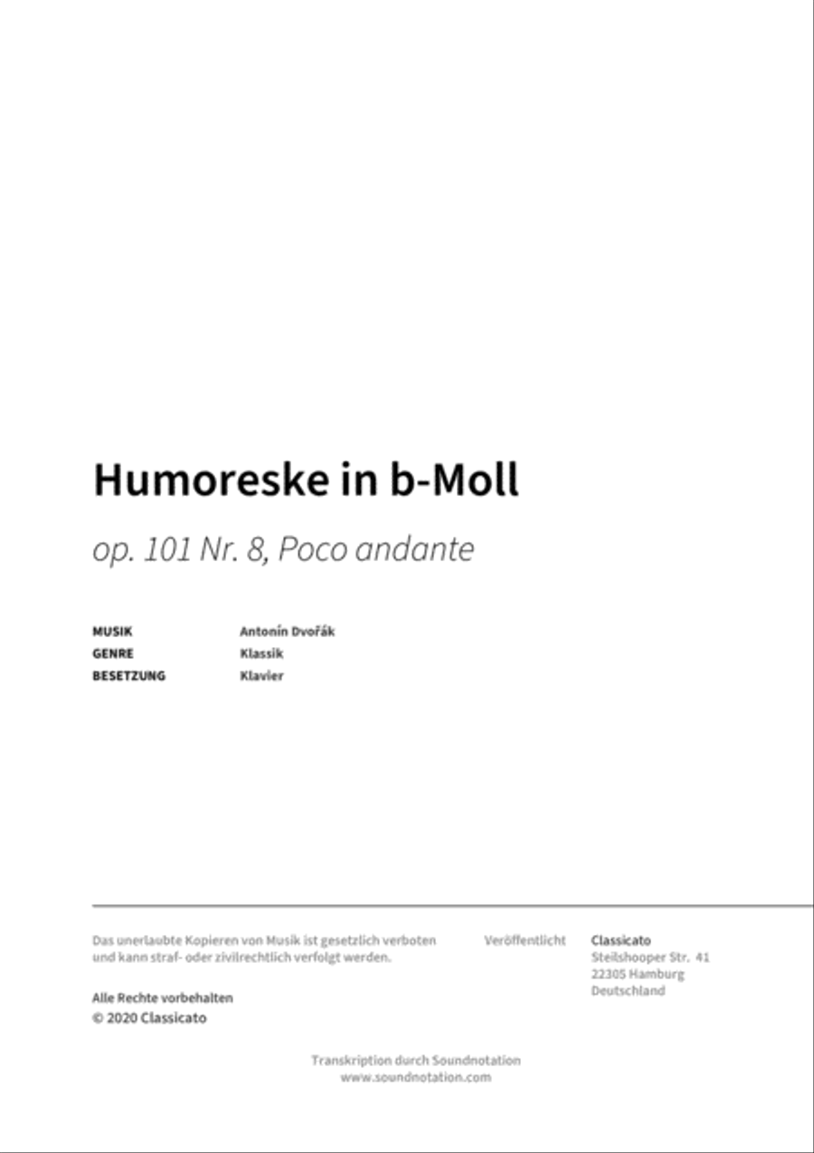 Humoreske in b-Moll Piano Solo scores gallery preview page 2