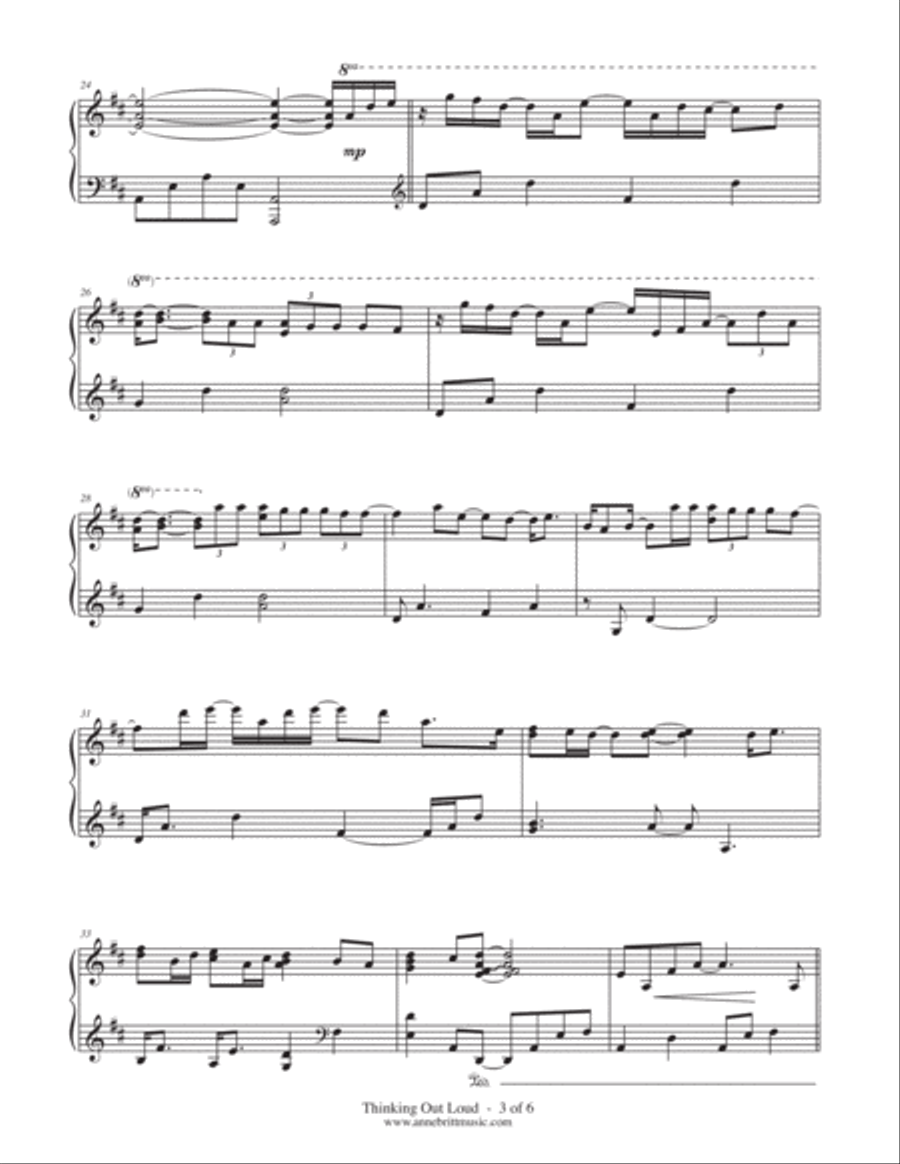 Thinking Out Loud Piano Solo scores gallery preview page 3