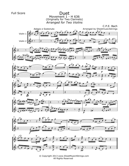 Bach, C.P.E. - Duet for Two Violins image number null
