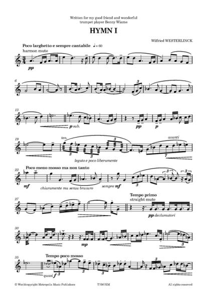 Hymn I for Trumpet Solo