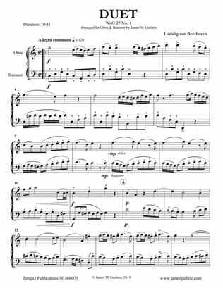 Beethoven: Three Duets WoO 27 for Oboe & Bassoon