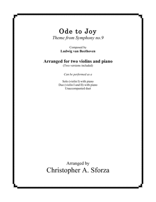 Ode to Joy, for two violins and piano