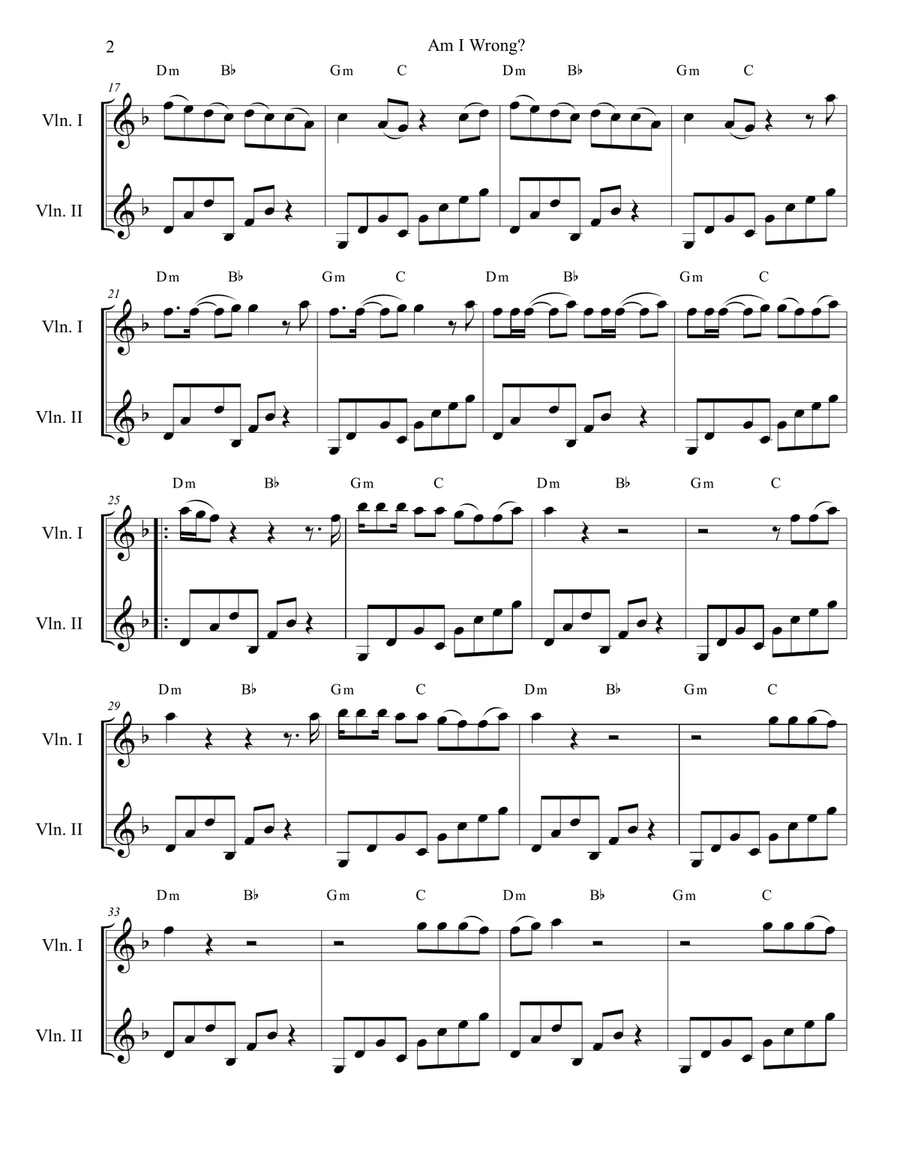Am I Wrong Am I Wrong String Duet scores gallery preview page 2