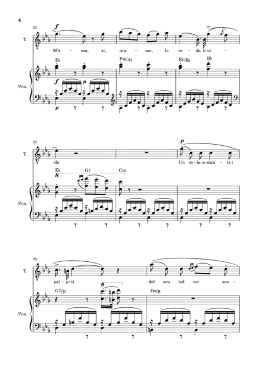 Una Furtiva Lagrima (Tenor in Cm) Piano, Vocal, Guitar scores gallery preview page 4