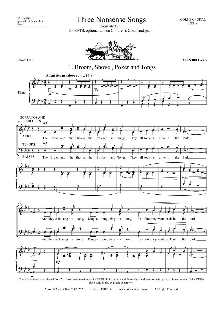 Three Nonsense Songs (SATB and optional childrens' choir) 4-Part scores gallery preview page 3