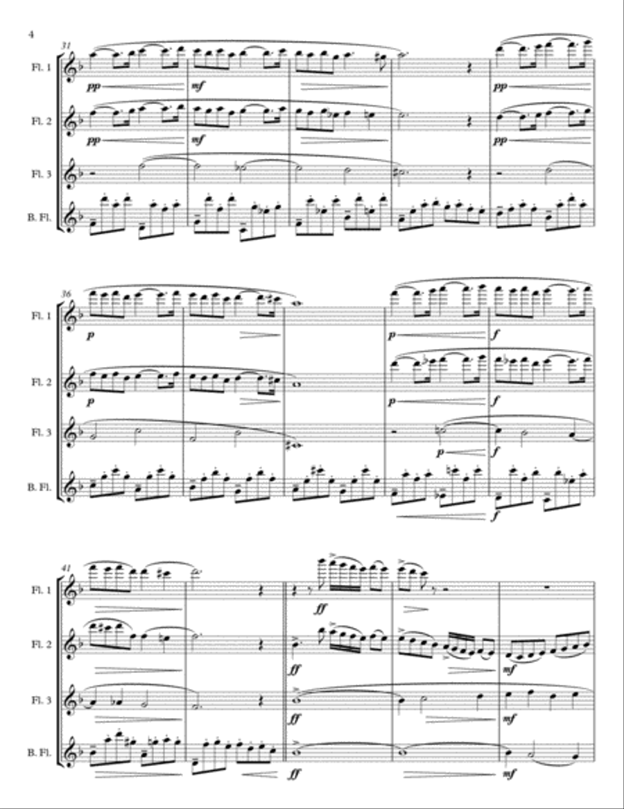 Pavane, Op. 50 for Flute Quartet or Choir Choir scores gallery preview page 4