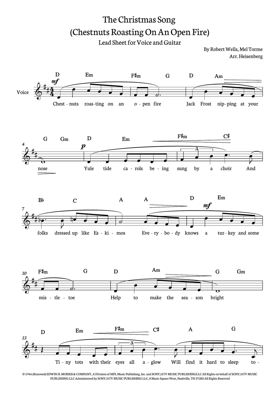 The Christmas Song (chestnuts Roasting On An Open Fire) Electric Guitar scores gallery preview page 1
