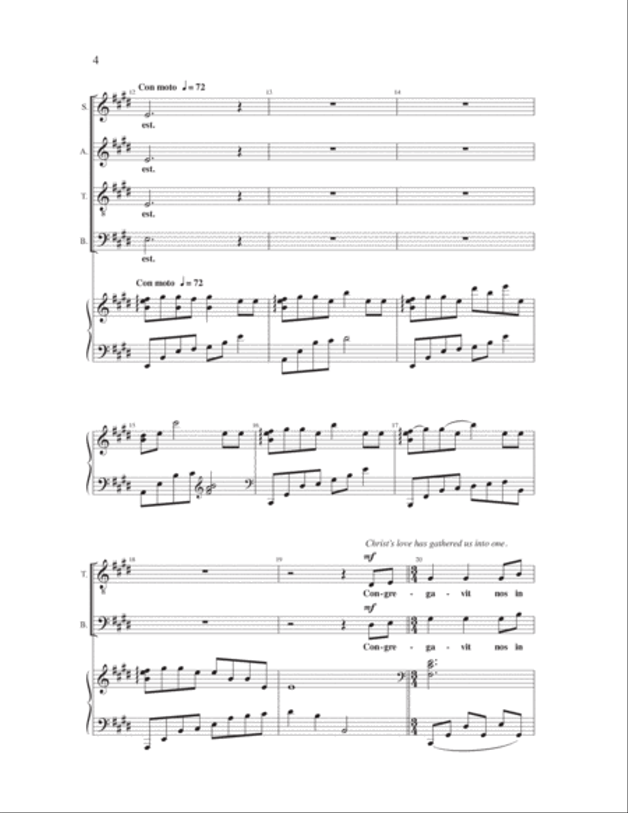 If Only the World (Ubi Caritas) 4-Part scores gallery preview page 3