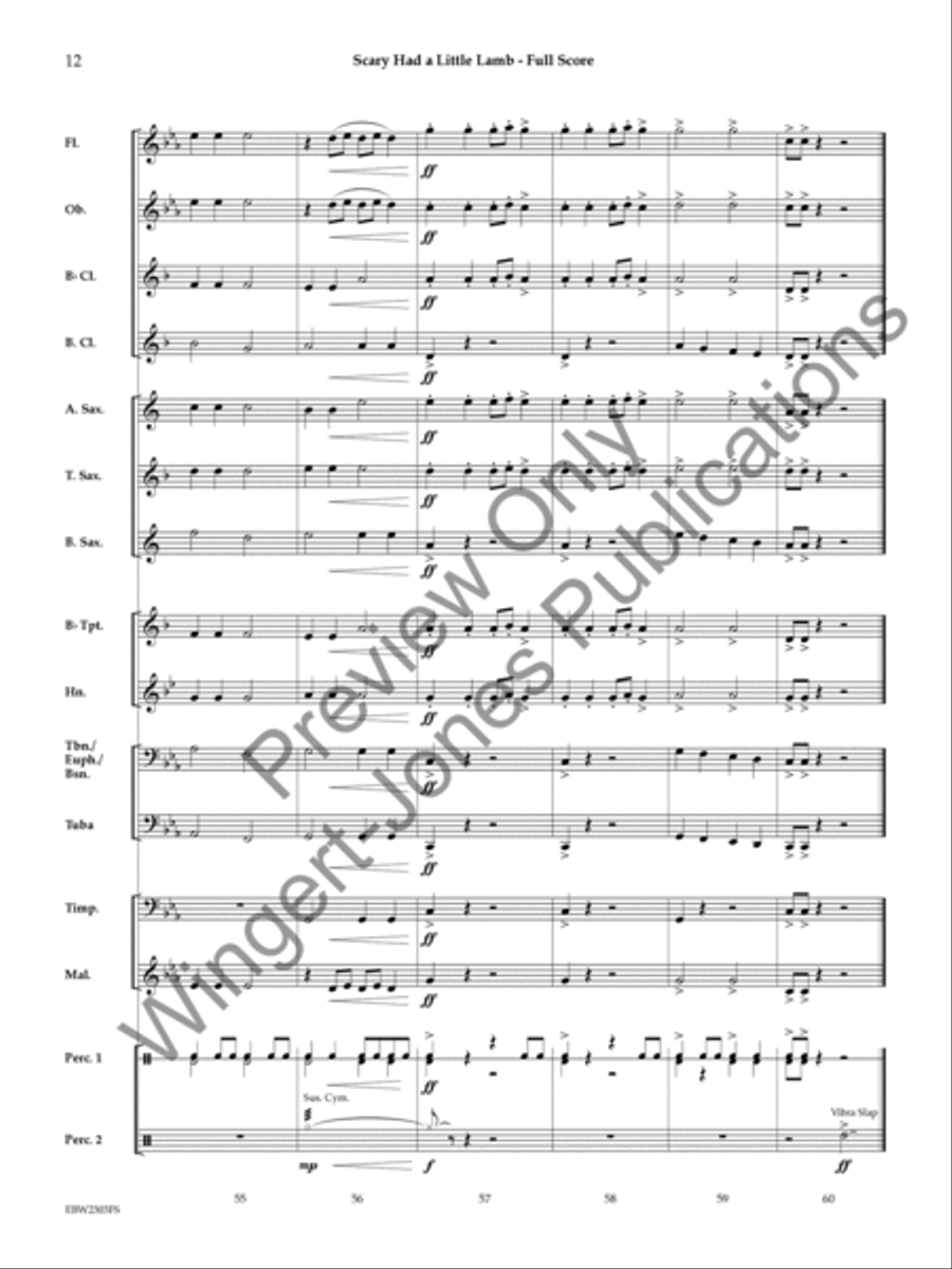 Scary Had a Little Lamb (Score) Concert Band scores gallery preview page 13