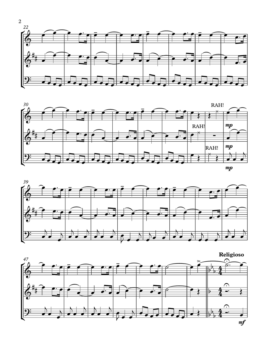 Songs of Yale (Boola Boola, Bright College Years, Bulldog) Woodwind Trio scores gallery preview page 2