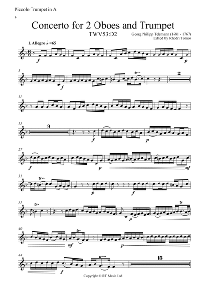 Telemann TWV53:D2 Concerto in D major for 2 Oboe and Trumpet