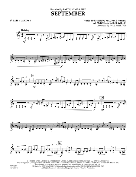September (arr. Paul Murtha) - Bb Bass Clarinet