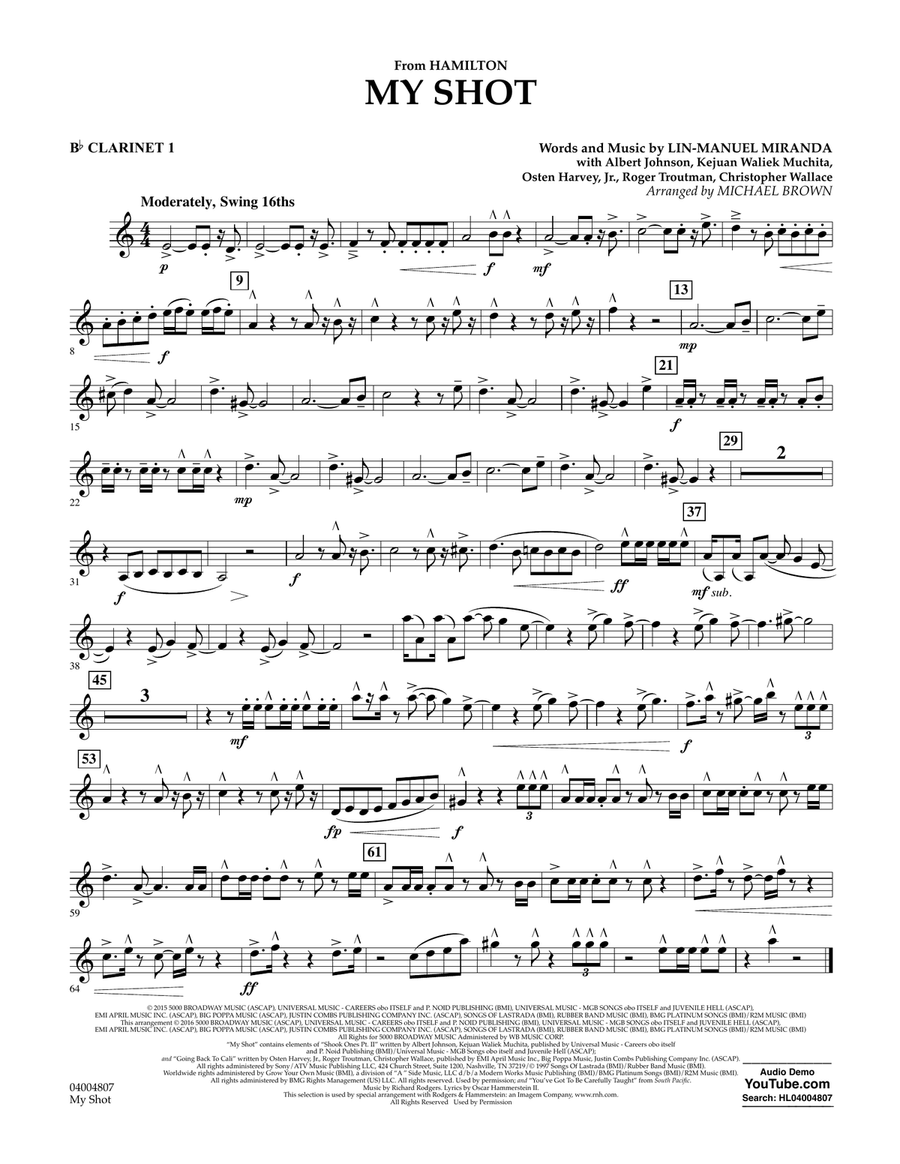 My Shot - Bb Clarinet 1 Concert Band scores gallery preview page 1