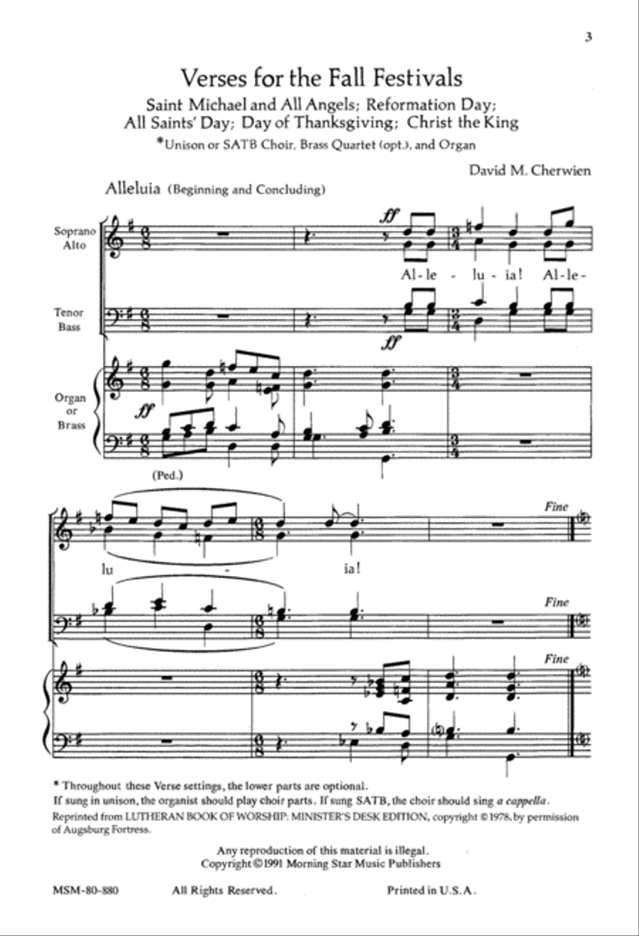 Verses for the Fall Festivals 4-Part scores gallery preview page 2