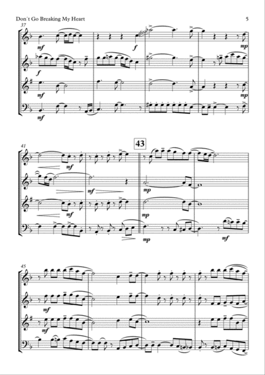 Don't Go Breaking My Heart Small Ensemble scores gallery preview page 5