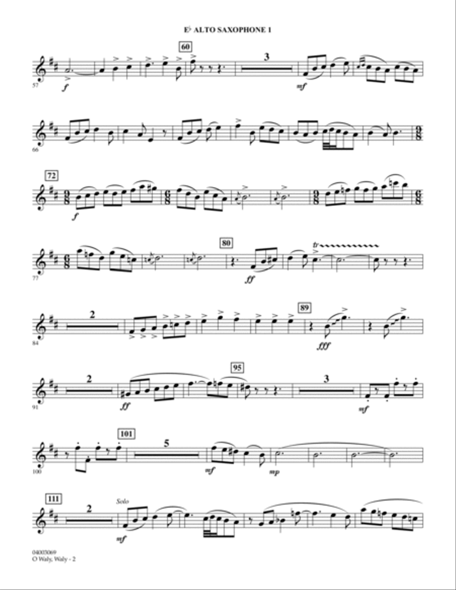 O Waly Waly (A Rhapsody For Band) - Eb Alto Saxophone 1 Concert Band scores gallery preview page 2