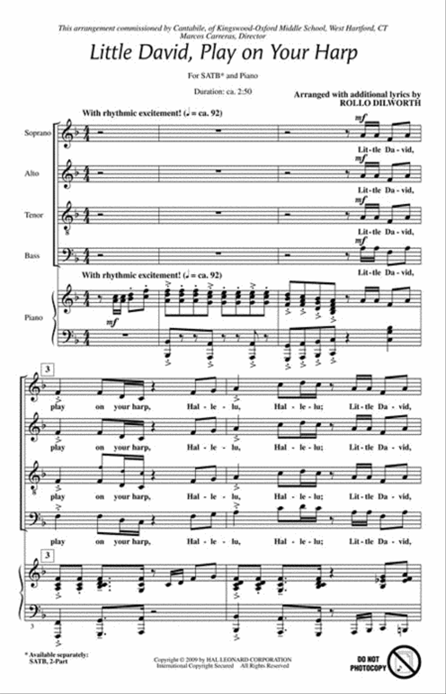 Little David, Play on Your Harp 4-Part scores gallery preview page 2