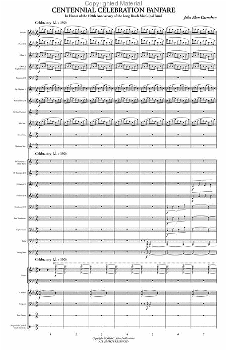 Centennial Celebration Fanfare Concert Band scores gallery preview page 2