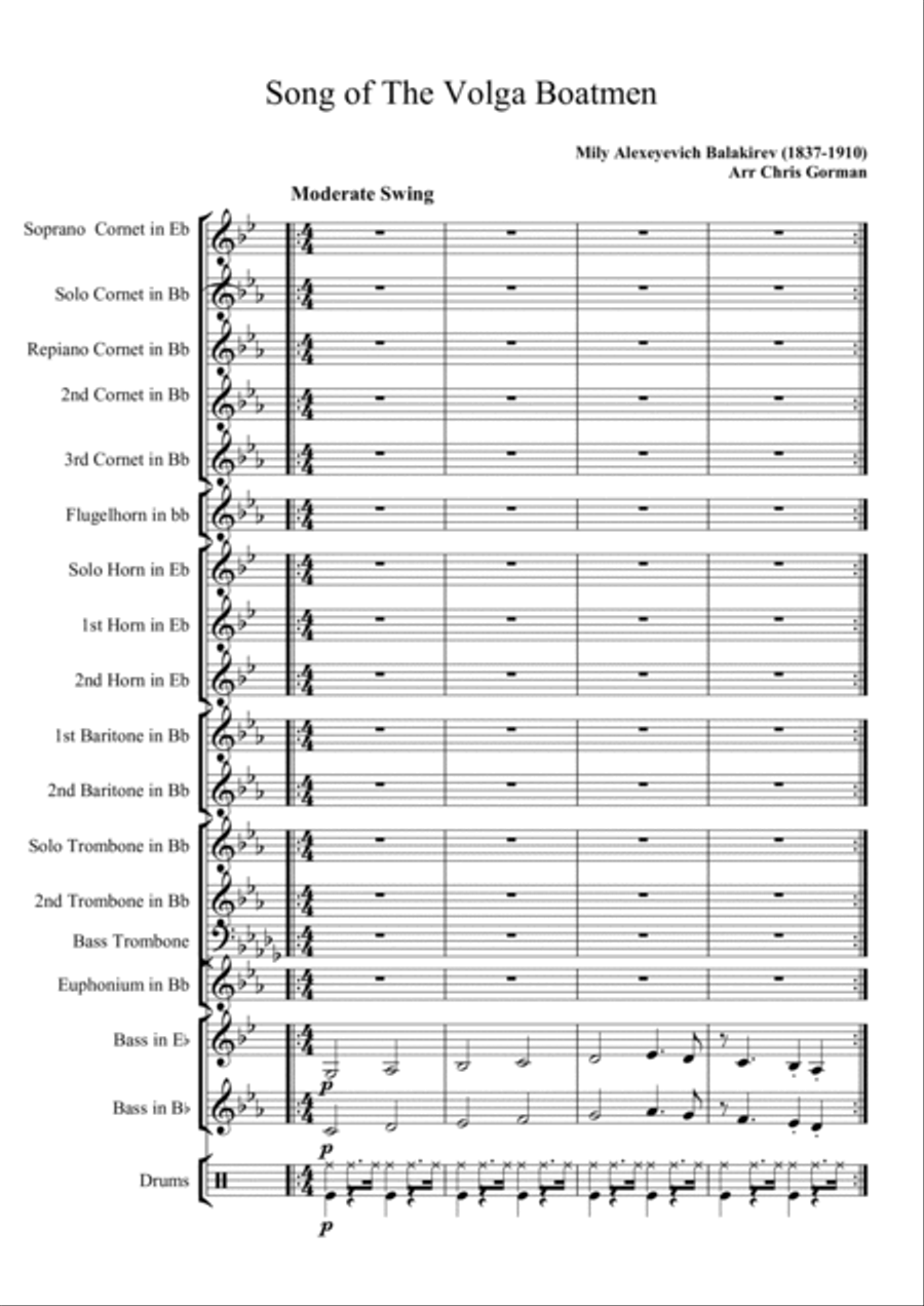 Song Of The Volga Boatmen Brass Band scores gallery preview page 3