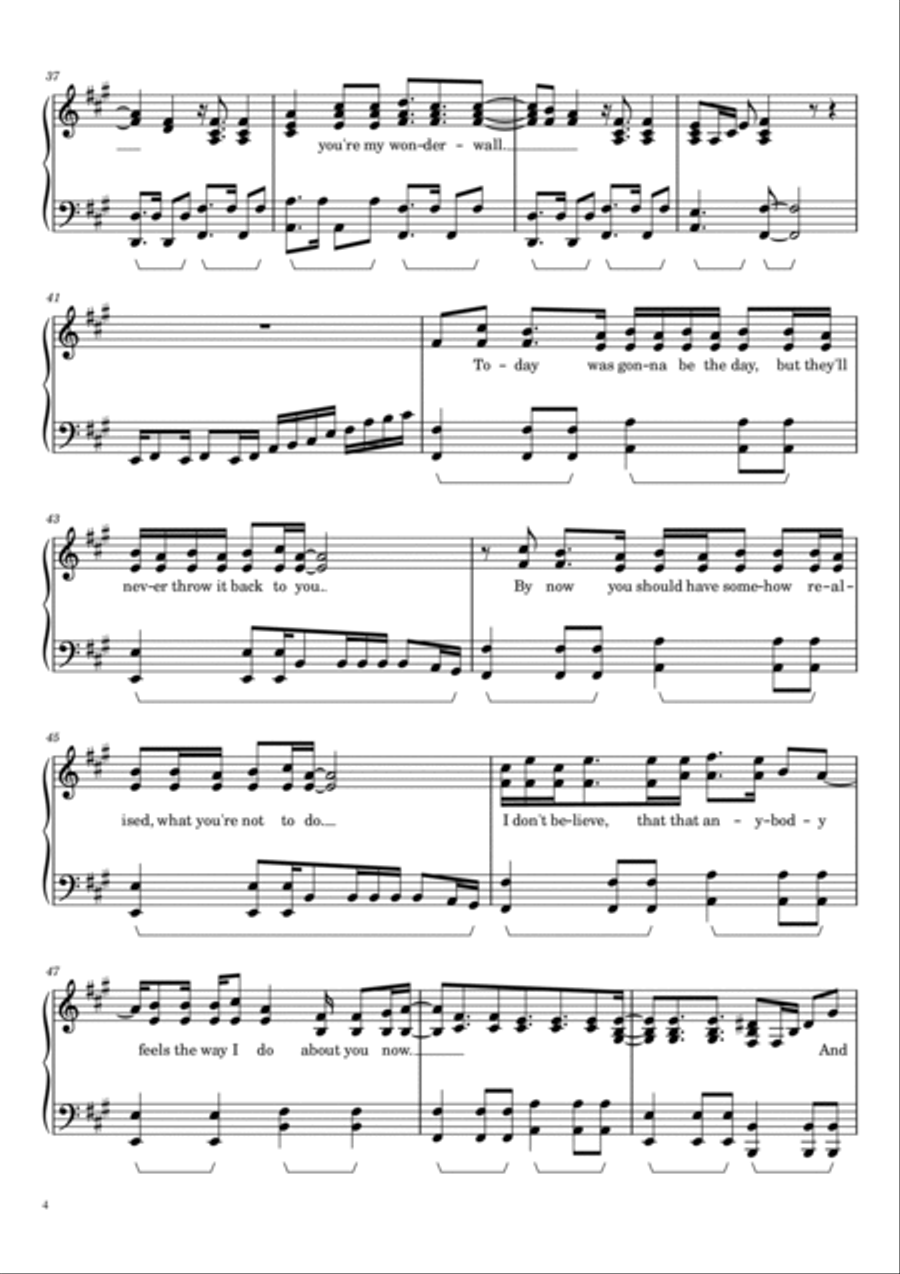 Wonderwall Piano Solo scores gallery preview page 4